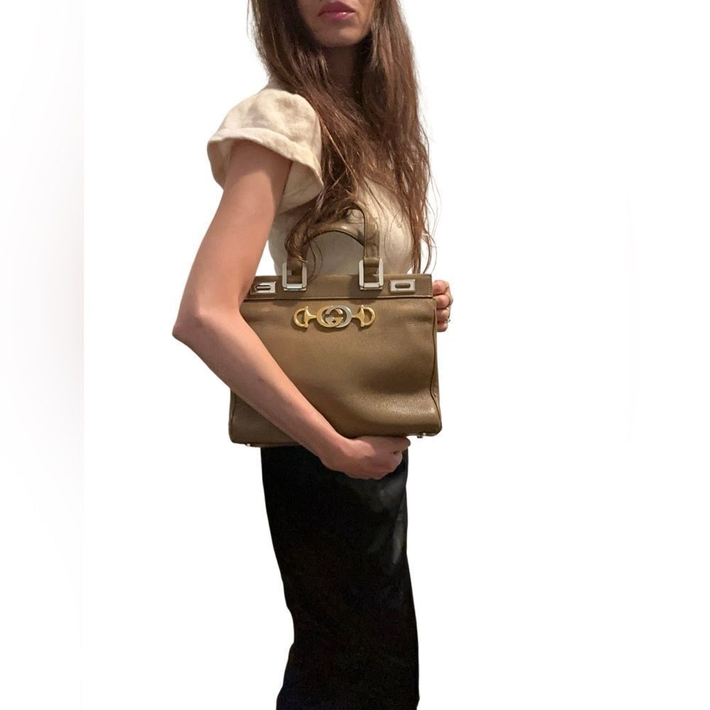 Gucci Brown Leather Satchel with Gold Accents